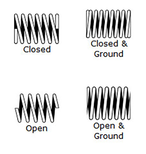 Compression spring end configurations